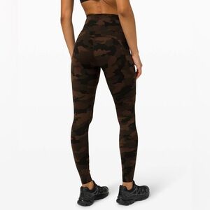 Lululemon Fast and Free High-Rise Tight 28" Camo Brown Full Length Nulux